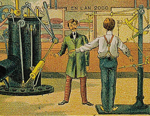 Tailors shop in 2000 by French artist Villemard in 1910